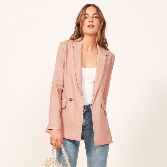 Reformation Jackets & Blazers - New Reformation Verano 100% Linen Blazer Dusty Pink Medium $248